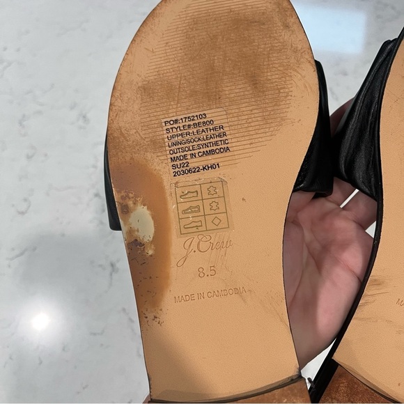 J Crew Scrunch Black Leather Delta Slide Sandal Size 8.5 - Picture 7 of 9